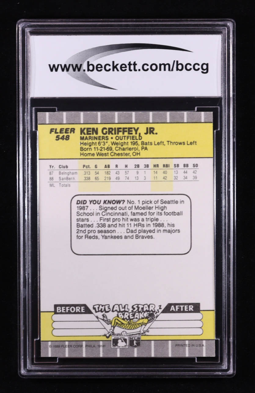 Ken Griffey Jr. 1989 Fleer #548 RC (BCCG 10) at PristineAuction.com Ken Griffey Jr. 1989 Fleer #548 RC (BCCG 10) at PristineAuction.com