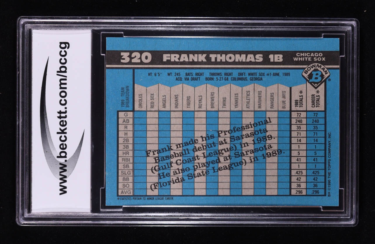Frank Thomas 1990 Bowman #320 RC (BCCG 10) at PristineAuction.com Frank Thomas 1990 Bowman #320 RC (BCCG 10) at PristineAuction.com