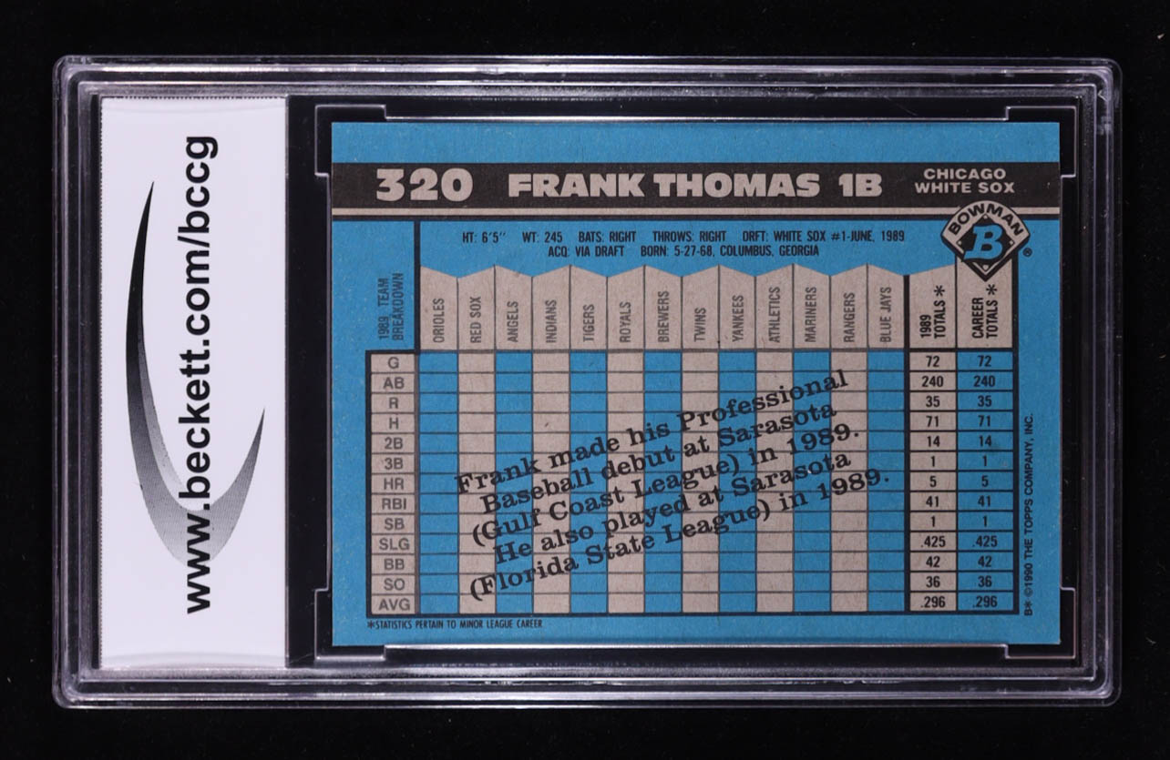 Frank Thomas 1990 Bowman #320 RC (BCCG 10) at PristineAuction.com Frank Thomas 1990 Bowman #320 RC (BCCG 10) at PristineAuction.com