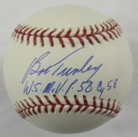Bob Turley Signed OML Baseball Inscribed "WS MVP 58" & "Cy 58" (Steiner) at PristineAuction.com