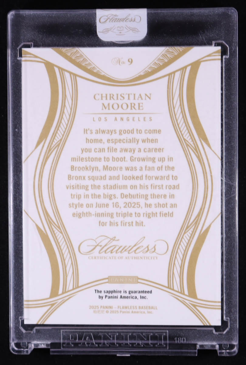 Christian Moore 2025 Panini Flawless Sapphire #9 #06/15 RC at PristineAuction.com Christian Moore 2025 Panini Flawless Sapphire #9 #06/15 RC at PristineAuction.com