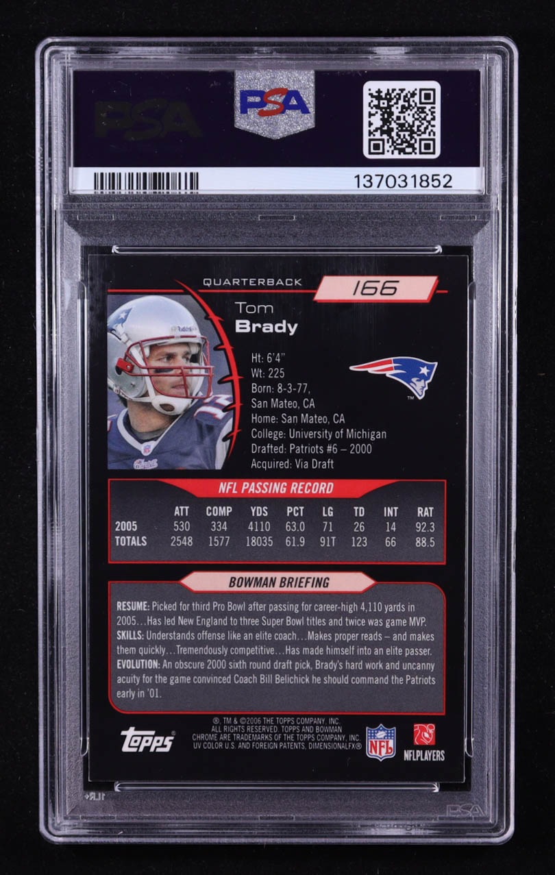 Tom Brady 2006 Bowman Chrome #166 (PSA 9) at PristineAuction.com Tom Brady 2006 Bowman Chrome #166 (PSA 9) at PristineAuction.com