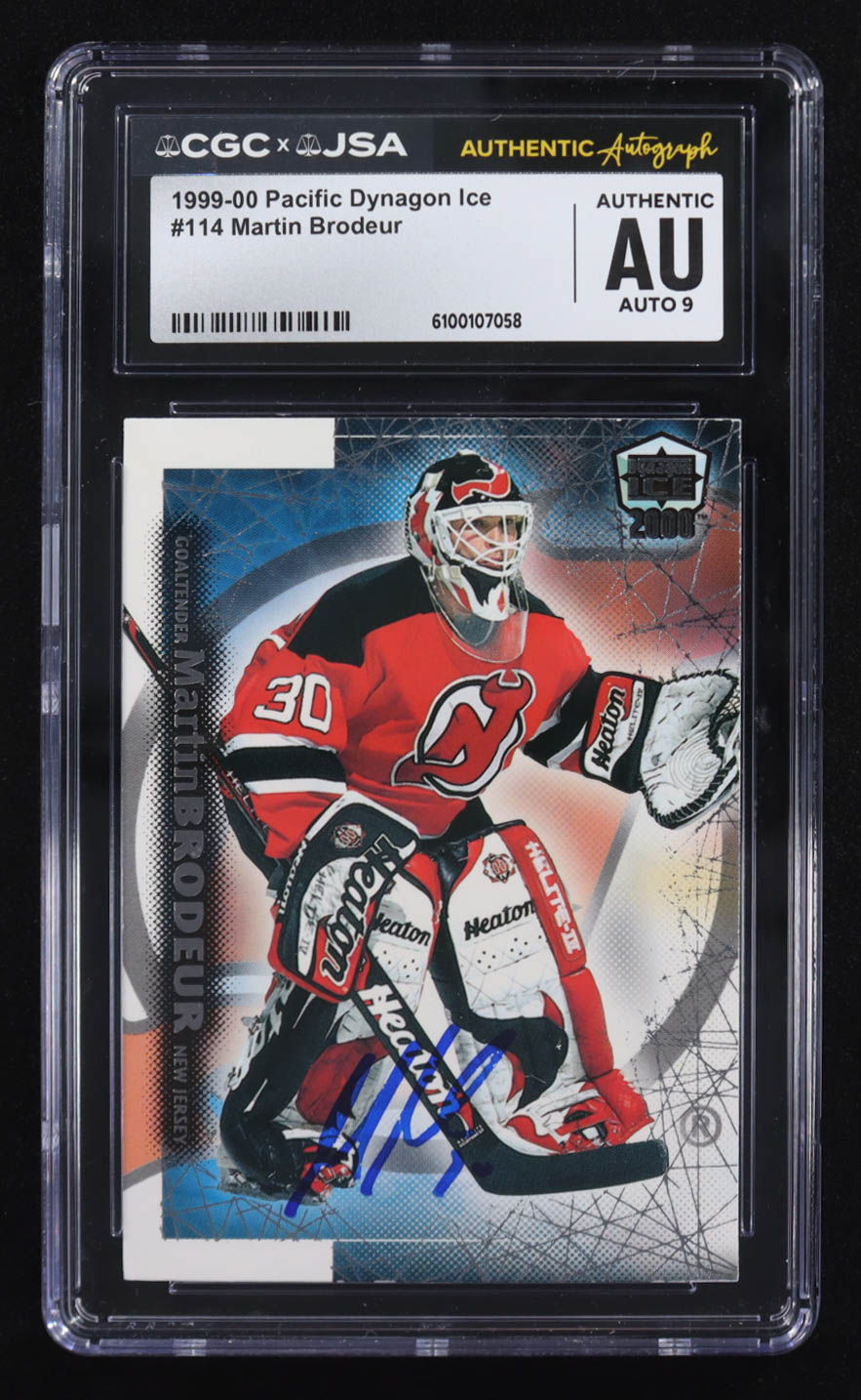 Martin Brodeur Signed 1999-00 Pacific Dynagon Ice #114 (CGC | Autograph Graded CGC 9) at PristineAuction.com Martin Brodeur Signed 1999-00 Pacific Dynagon Ice #114 (CGC | Autograph Graded CGC 9) at PristineAuction.com