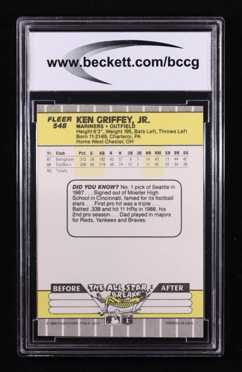 Ken Griffey Jr. 1989 Fleer #548 RC (BCCG 10) at PristineAuction.com Ken Griffey Jr. 1989 Fleer #548 RC (BCCG 10) at PristineAuction.com