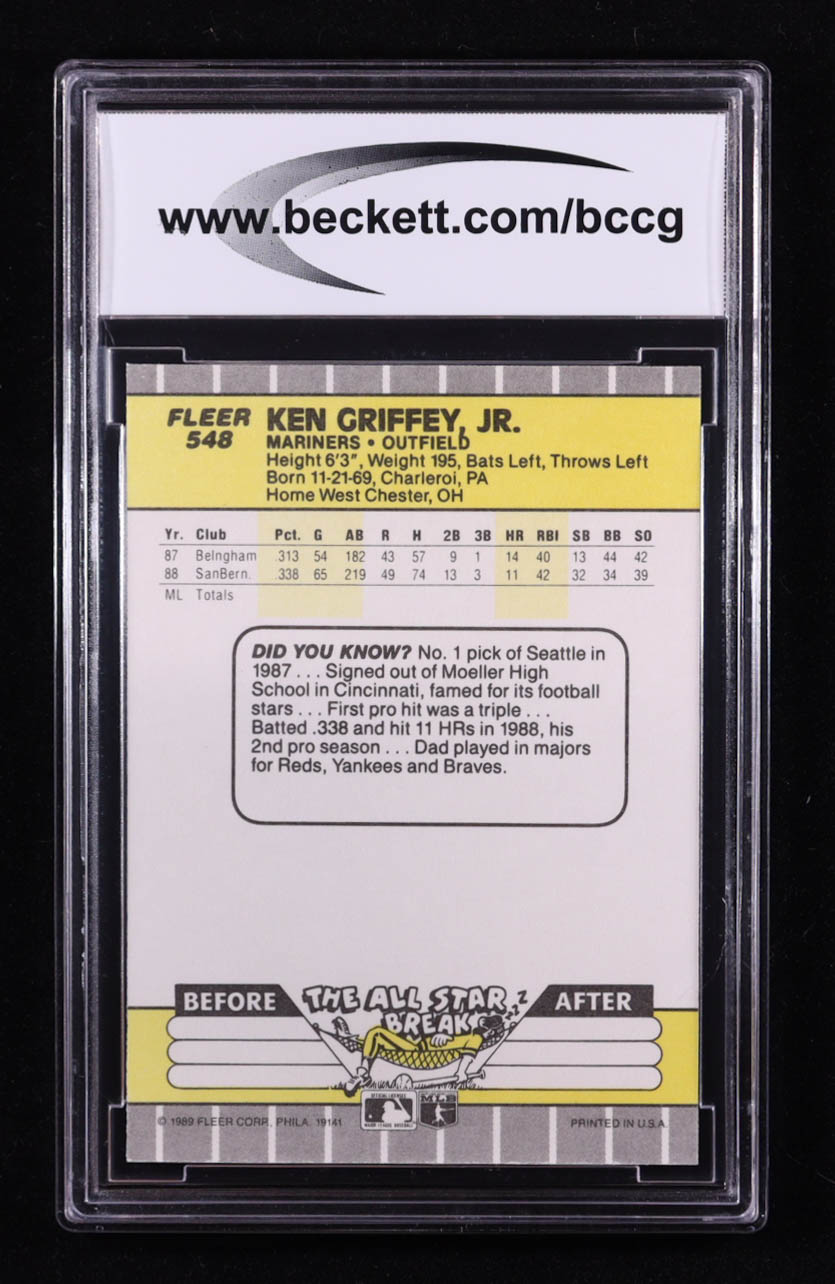 Ken Griffey Jr. 1989 Fleer #548 RC (BCCG 10) at PristineAuction.com Ken Griffey Jr. 1989 Fleer #548 RC (BCCG 10) at PristineAuction.com