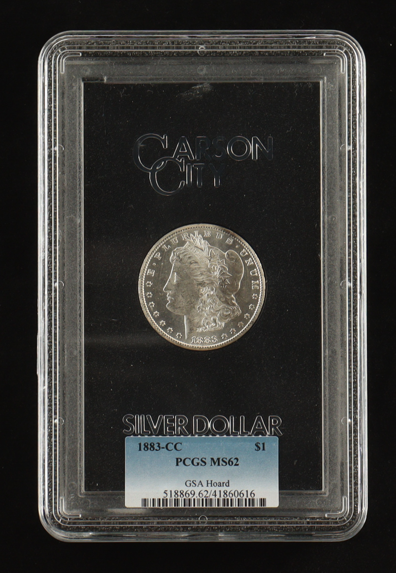 1883-CC Morgan Uncirculated Silver Dollar - Carson City - GSA Hoard (PCGS MS62) at PristineAuction.com 1883-CC Morgan Uncirculated Silver Dollar - Carson City - GSA Hoard (PCGS MS62) at PristineAuction.com