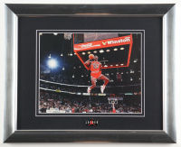 "Michael Jordan Gatorade Slam Dunk" Custom Framed Bulls Photo Display with 1990 Air Jordan Pin at PristineAuction.com