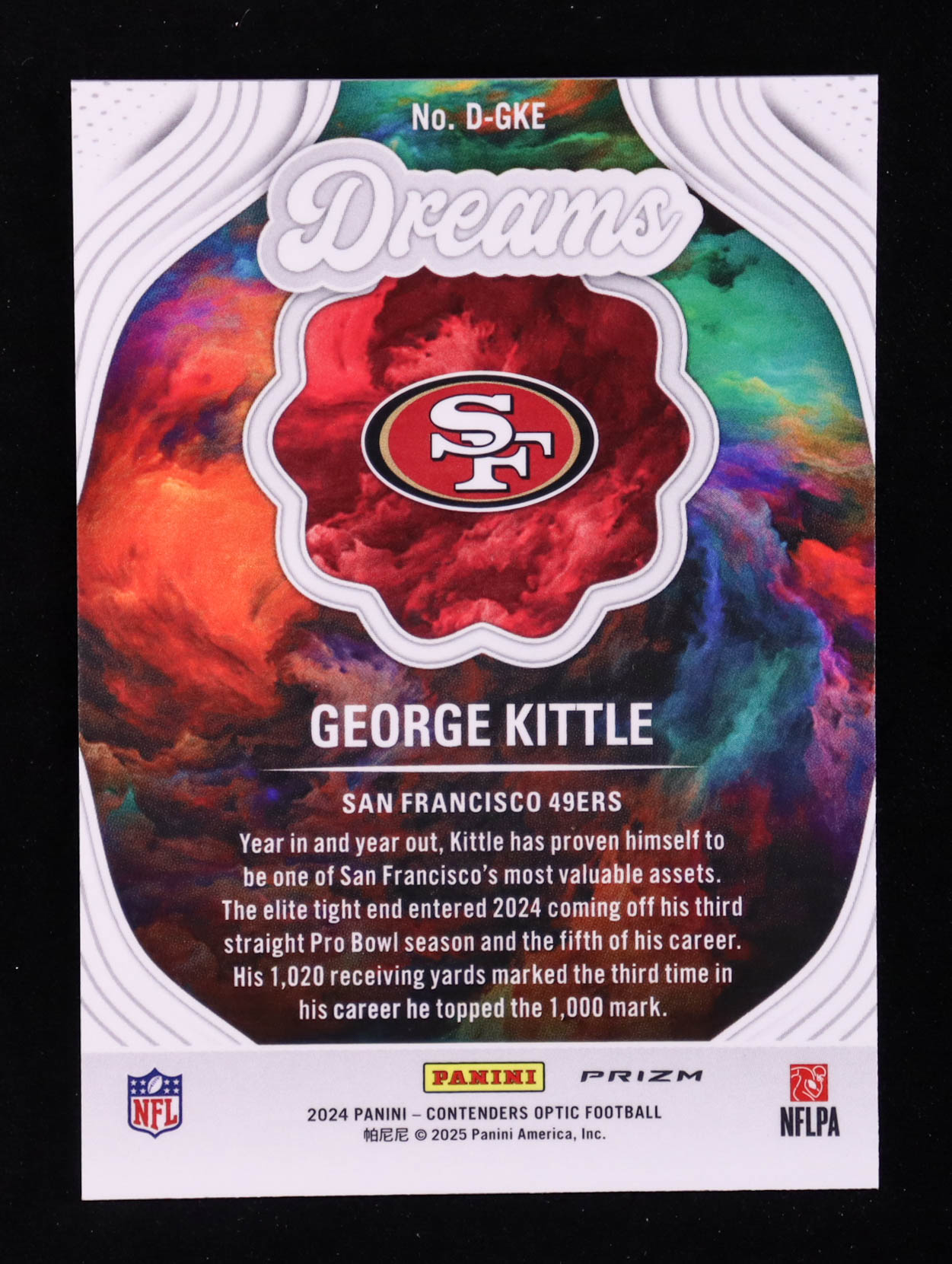 George Kittle 2024 Panini Contenders Optic Dreams #2 at PristineAuction.com George Kittle 2024 Panini Contenders Optic Dreams #2 at PristineAuction.com