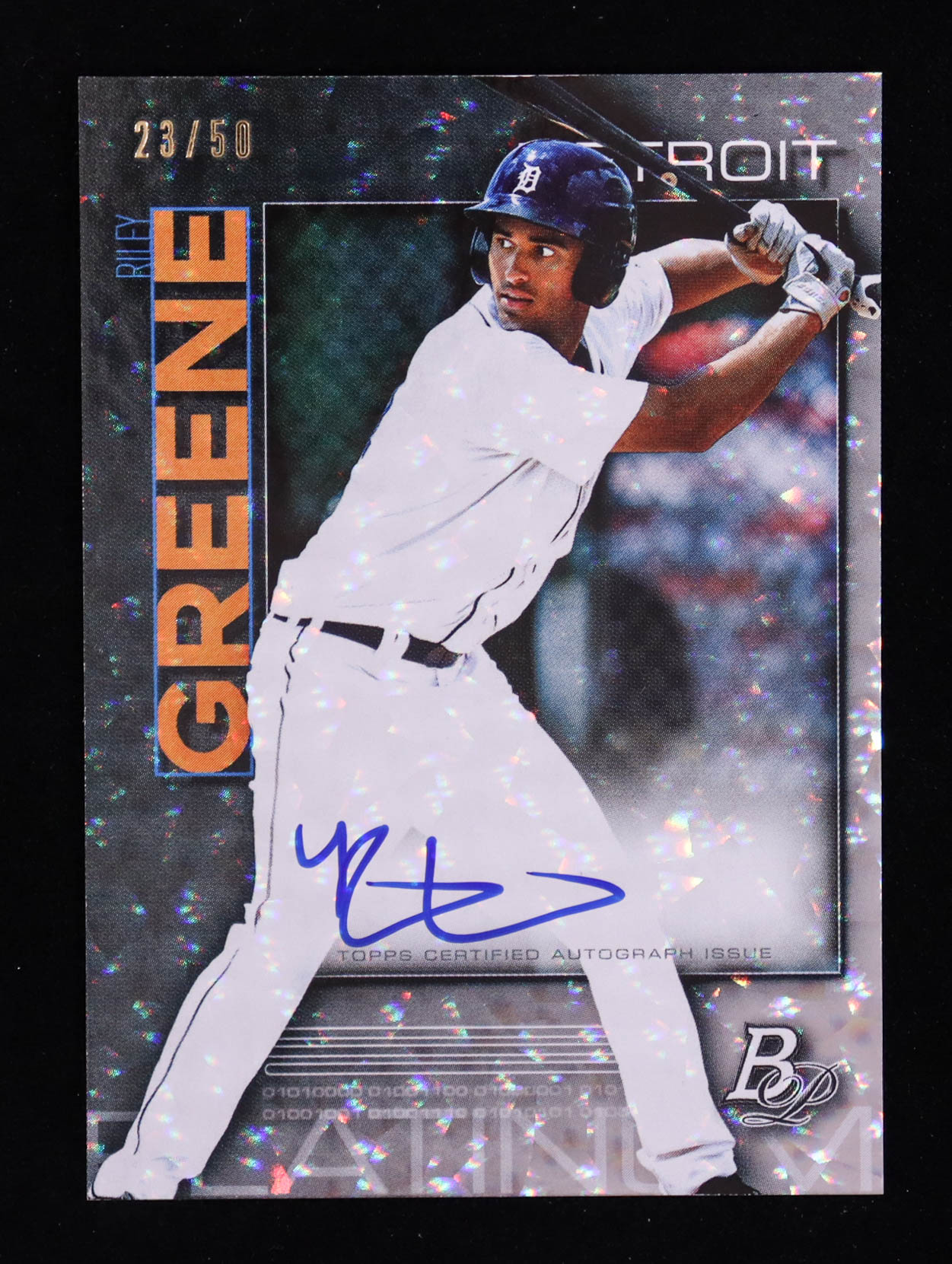 Riley Greene 2020 Bowman Platinum Top Prospect Autographs Ice #TOP64 #23/50 RC at PristineAuction.com Riley Greene 2020 Bowman Platinum Top Prospect Autographs Ice #TOP64 #23/50 RC at PristineAuction.com