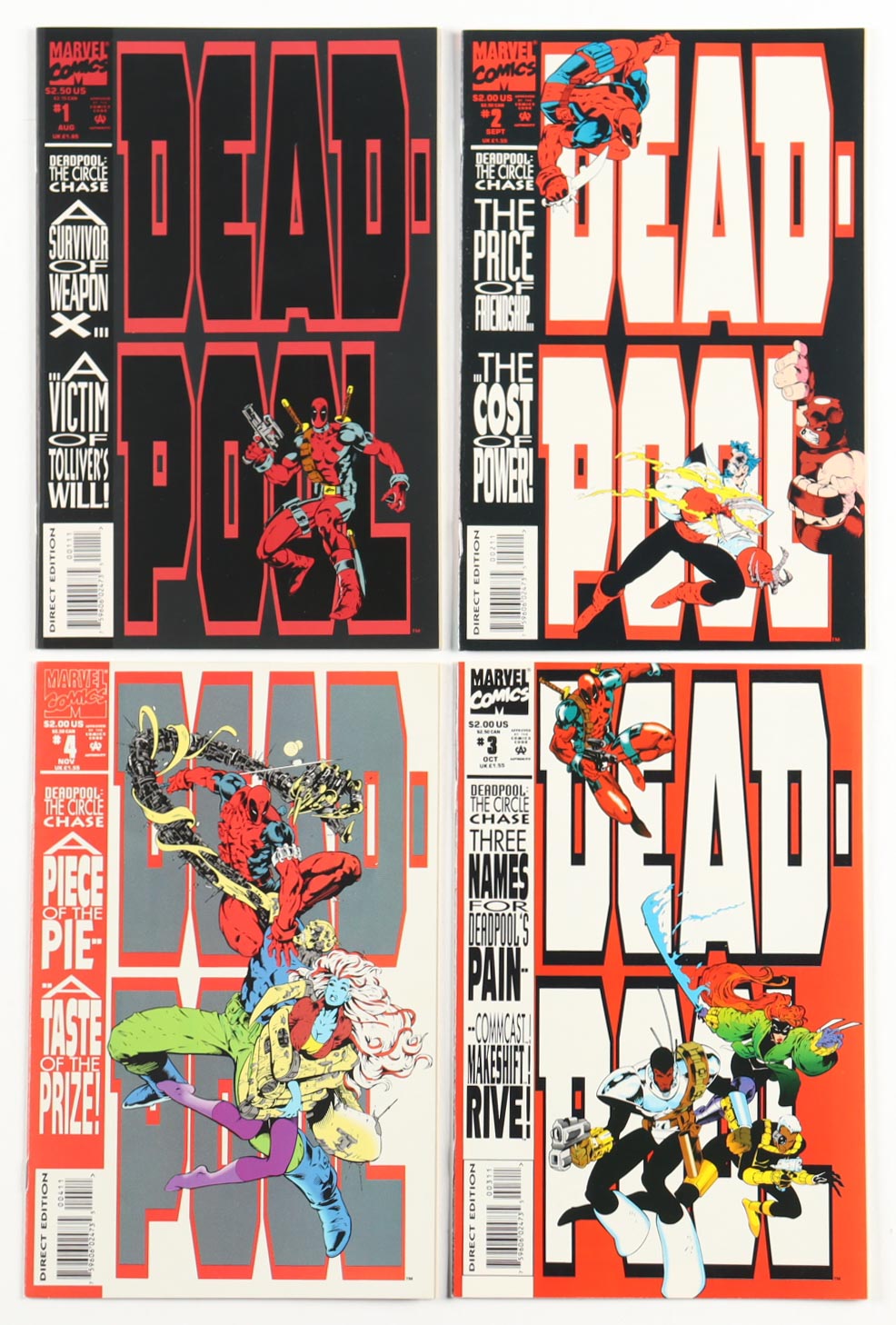 Complete Set of (4) 1993 "Deadpool: The Circle Chase" Issue #1-4 Marvel Comic Books at PristineAuction.com Complete Set of (4) 1993 "Deadpool: The Circle Chase" Issue #1-4 Marvel Comic Books at PristineAuction.com