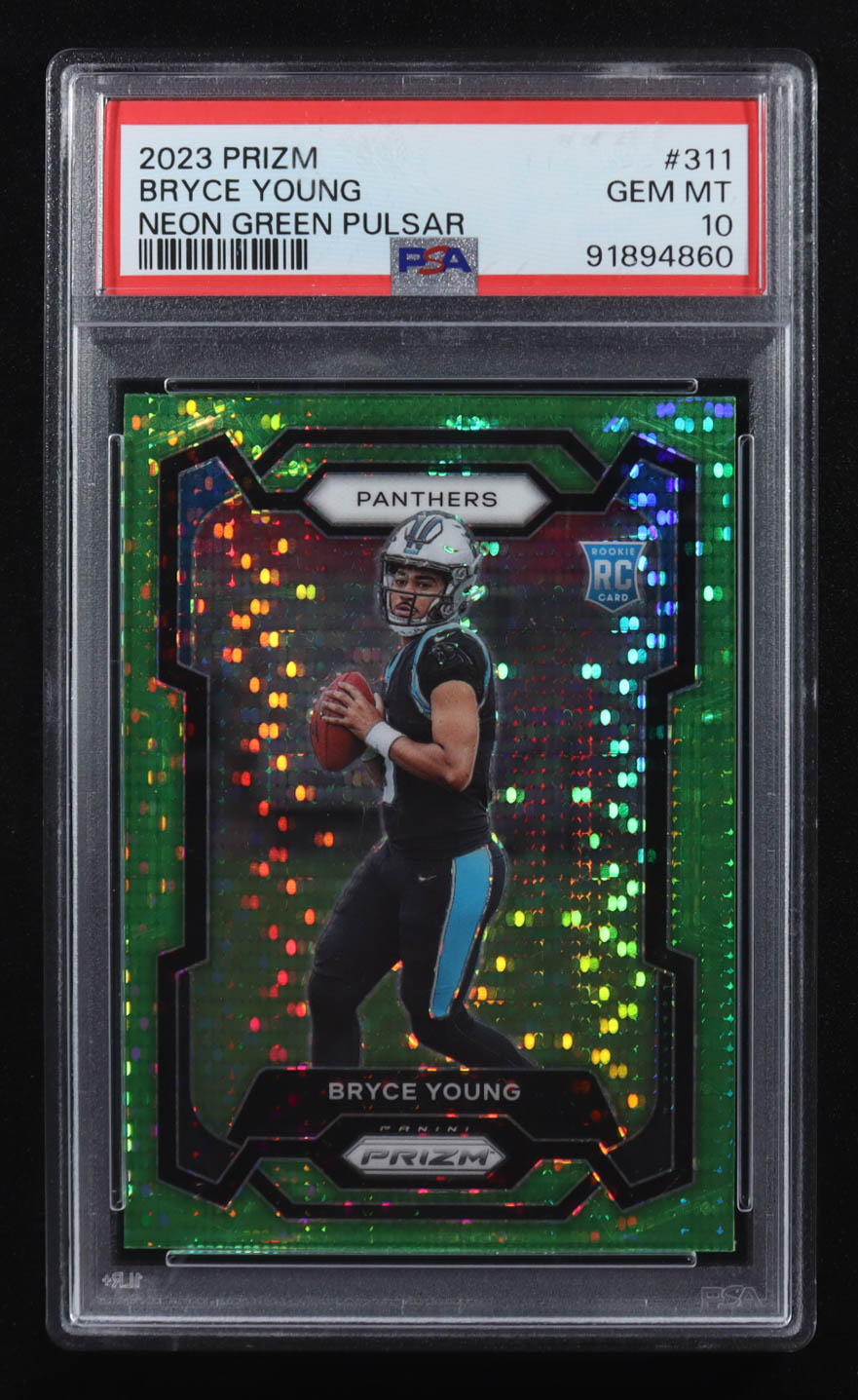 Bryce Young 2023 Panini Prizm Prizms Neon Green Pulsar #311 RC (PSA 10) at PristineAuction.com Bryce Young 2023 Panini Prizm Prizms Neon Green Pulsar #311 RC (PSA 10) at PristineAuction.com