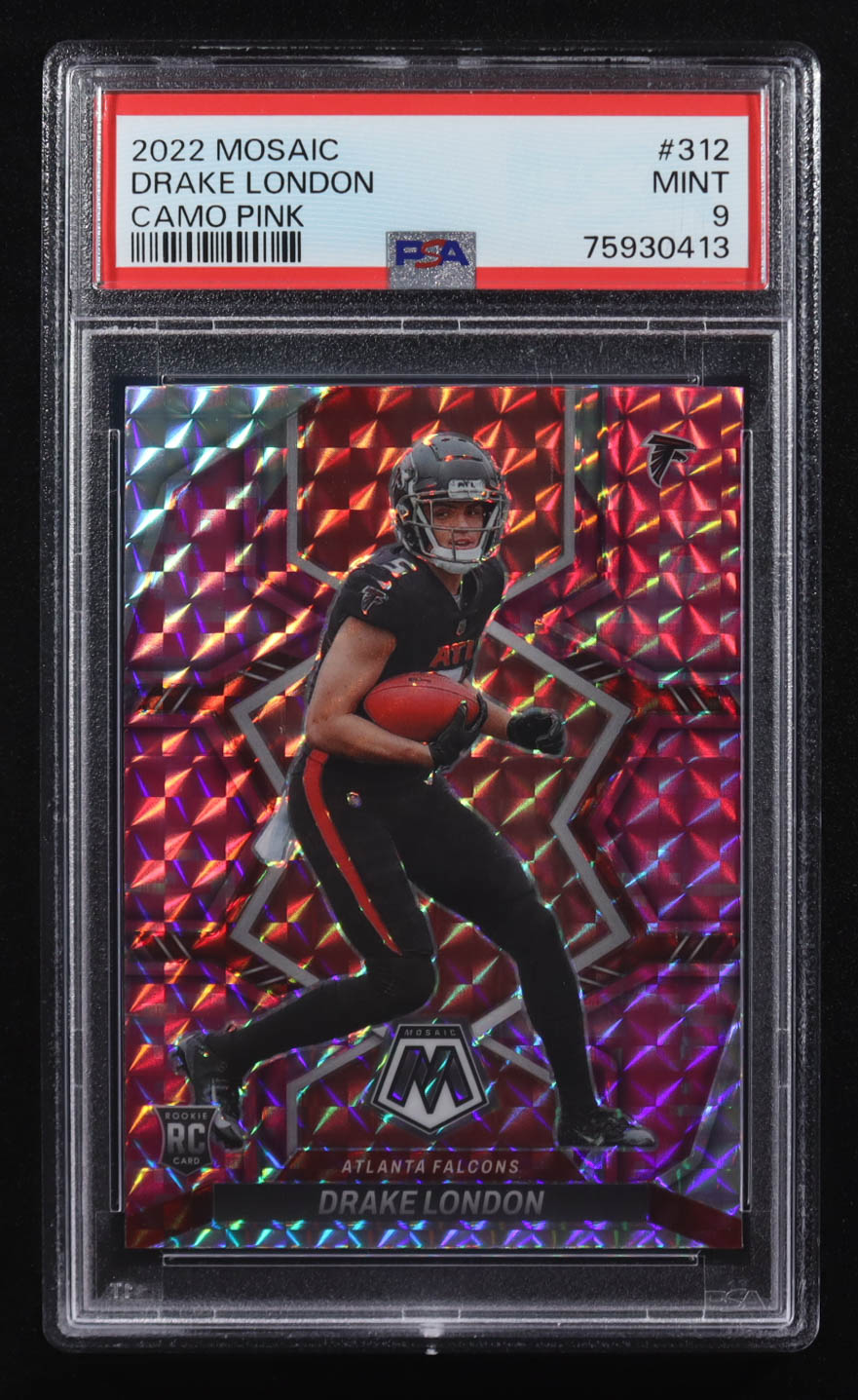 Drake London 2022 Panini Mosaic Mosaic Camo Pink #312 RC (PSA 9) at PristineAuction.com Drake London 2022 Panini Mosaic Mosaic Camo Pink #312 RC (PSA 9) at PristineAuction.com