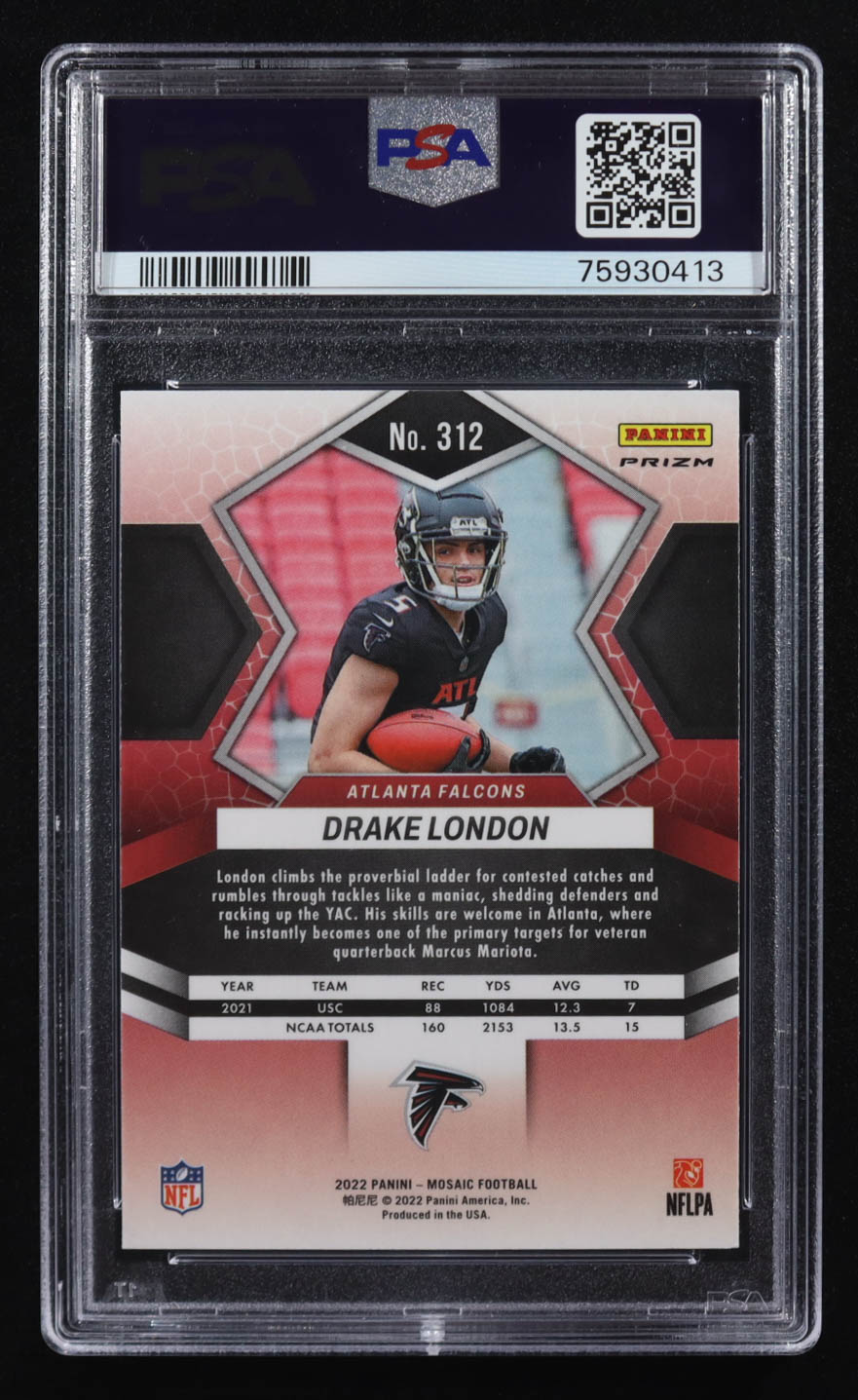 Drake London 2022 Panini Mosaic Mosaic Camo Pink #312 RC (PSA 9) at PristineAuction.com Drake London 2022 Panini Mosaic Mosaic Camo Pink #312 RC (PSA 9) at PristineAuction.com