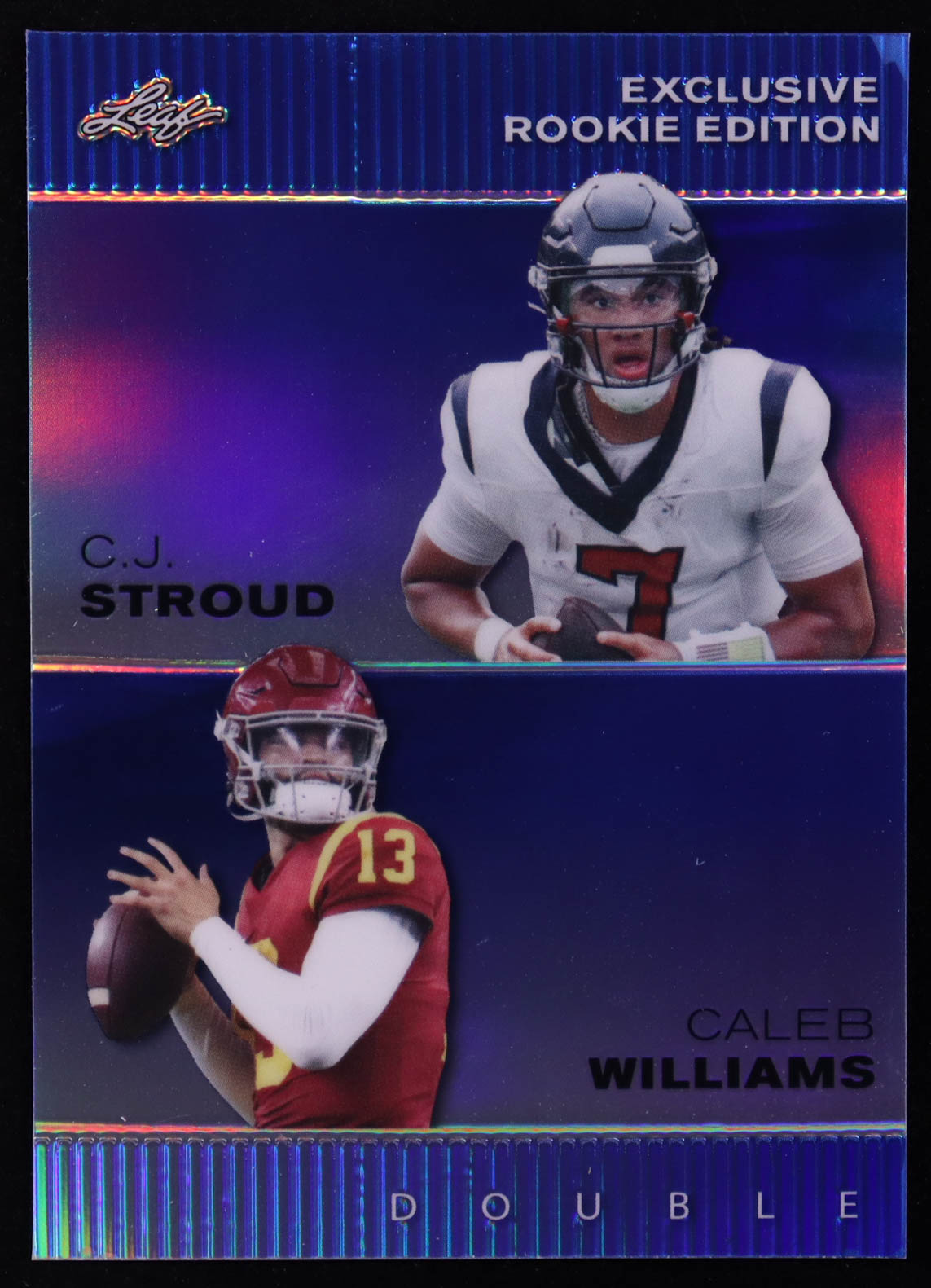 C.J. Stroud / Caleb Williams 2023 Leaf Metal Special Release Exclusive Rookie Edition Disco Blue #ERE01 #2/20 RC at PristineAuction.com C.J. Stroud / Caleb Williams 2023 Leaf Metal Special Release Exclusive Rookie Edition Disco Blue #ERE01 #2/20 RC at PristineAuction.com
