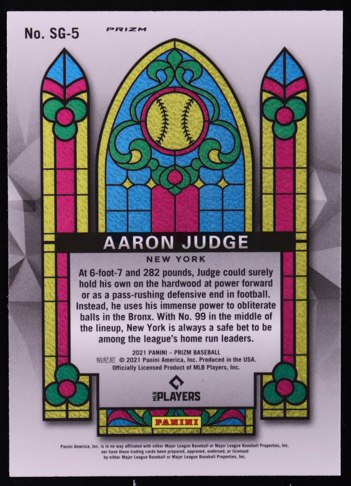 Aaron Judge 2021 Panini Prizm Stained Glass Prizms Red White and Blue #5 at PristineAuction.com Aaron Judge 2021 Panini Prizm Stained Glass Prizms Red White and Blue #5 at PristineAuction.com