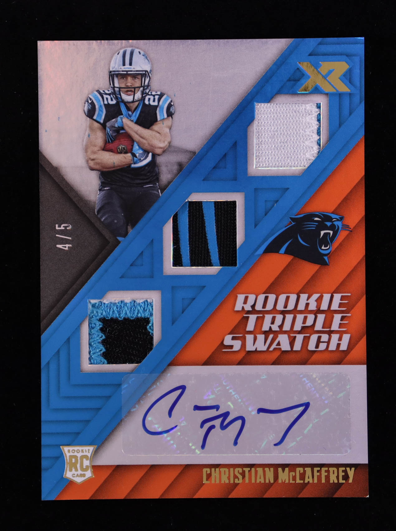 Christian McCaffrey 2017 Panini XR Orange #171 JSY AU RC #4/5 at PristineAuction.com Christian McCaffrey 2017 Panini XR Orange #171 JSY AU RC #4/5 at PristineAuction.com