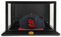 Stan Musial & Enos 'Country' Slaughter Signed Cardinals Hat with Display Case & Logo Pin (JSA) at PristineAuction.com