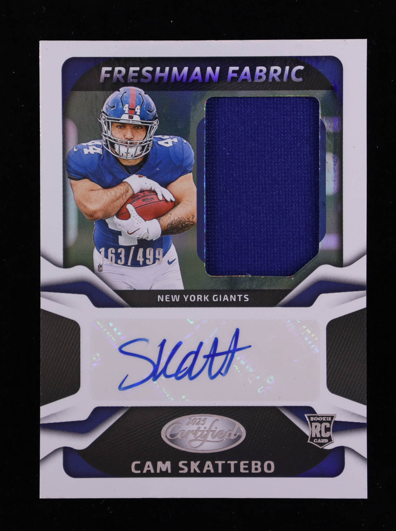 Cam Skattebo 2025 Certified Freshman Fabric Mirror Signatures #8 RC #163/499 at PristineAuction.com Cam Skattebo 2025 Certified Freshman Fabric Mirror Signatures #8 RC #163/499 at PristineAuction.com