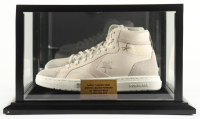 Larry Bird Signed Converse Basketball Shoe with Display Case & Stat Plaque (PSA) at PristineAuction.com