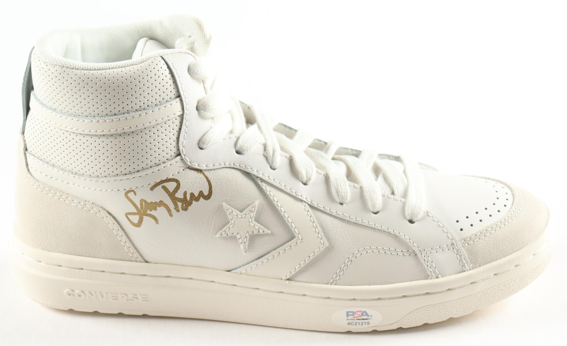 Larry Bird Signed Converse Basketball Shoe with Photoback Display Case (PSA) at PristineAuction.com Larry Bird Signed Converse Basketball Shoe with Photoback Display Case (PSA) at PristineAuction.com