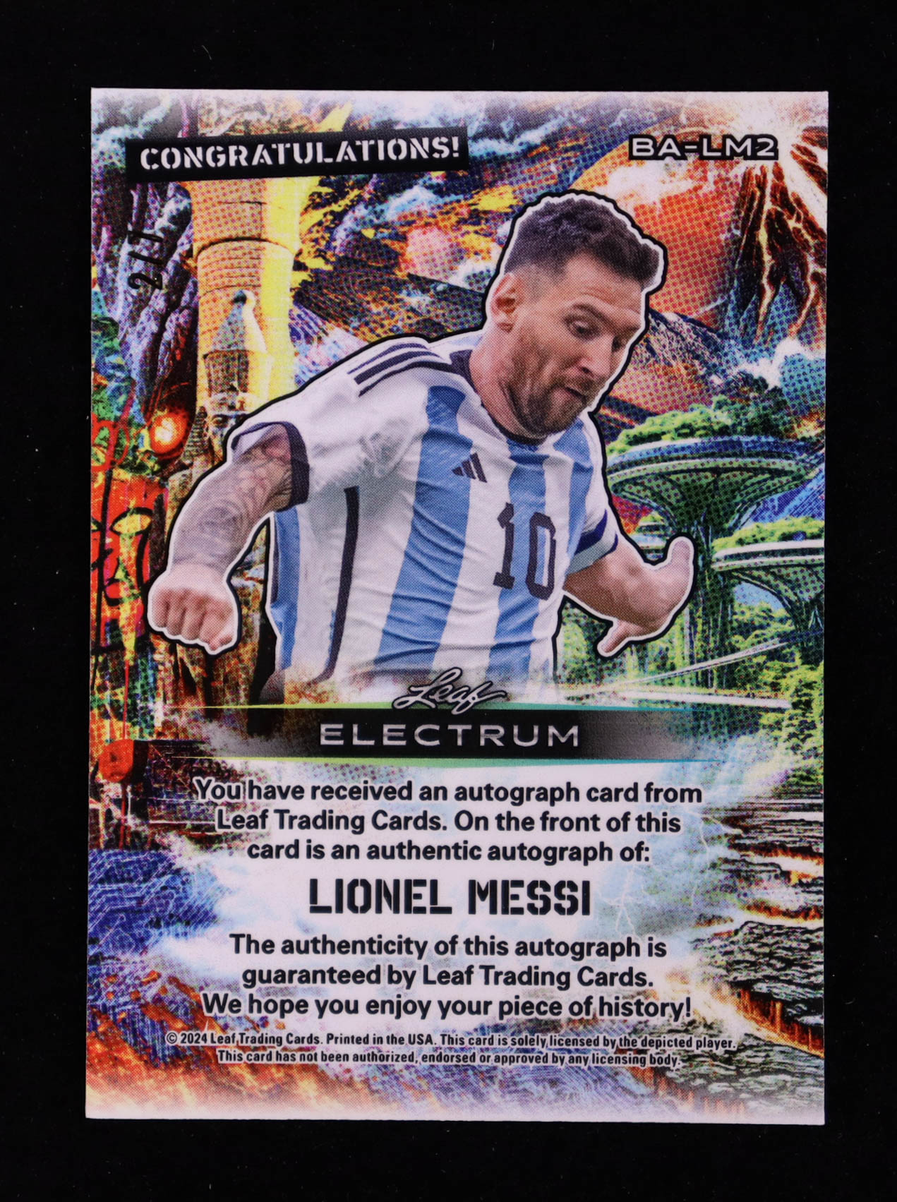 Lionel Messi 2024 Leaf Electrum Autographs Spectrum Purple #BALM2 #2/7 at PristineAuction.com Lionel Messi 2024 Leaf Electrum Autographs Spectrum Purple #BALM2 #2/7 at PristineAuction.com