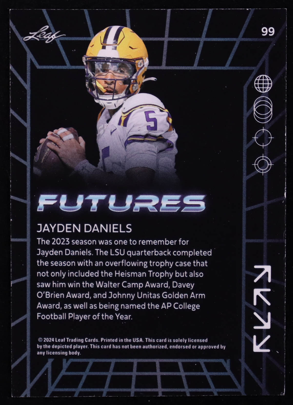 Jayden Daniels 2024 Leaf Futures Gold #99 #135/249 at PristineAuction.com Jayden Daniels 2024 Leaf Futures Gold #99 #135/249 at PristineAuction.com