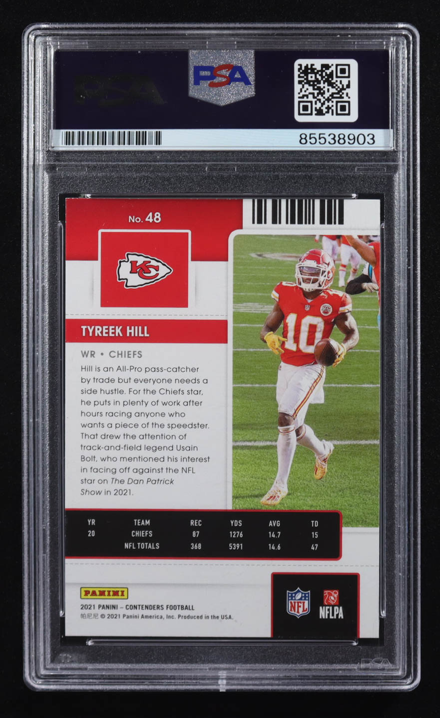 Tyreek Hill Signed 2021 Panini Contenders #48 (PSA) at PristineAuction.com Tyreek Hill Signed 2021 Panini Contenders #48 (PSA) at PristineAuction.com