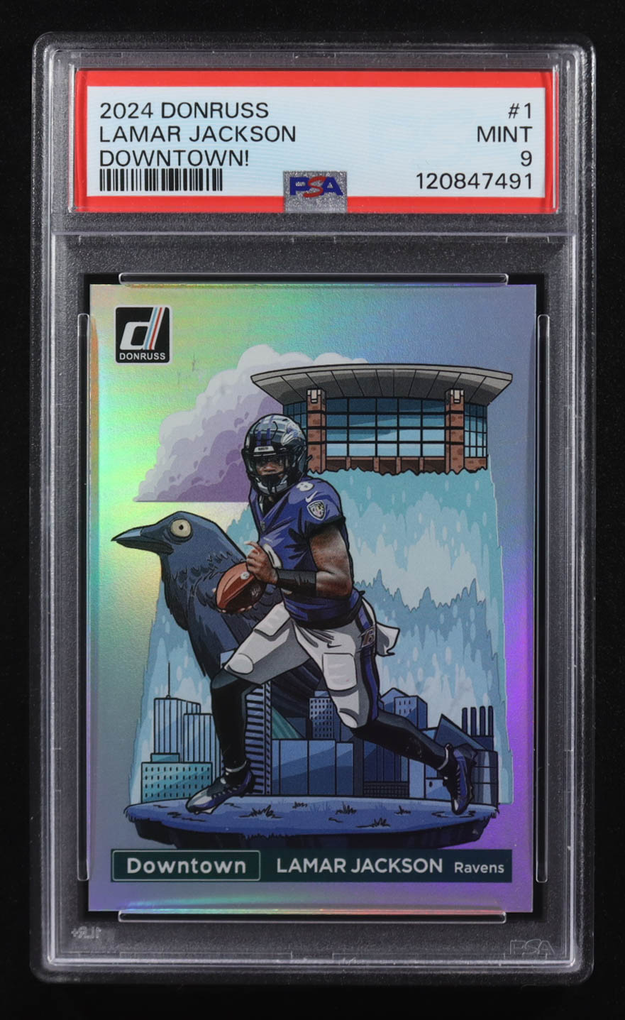 Lamar Jackson 2024 Donruss Downtown! #1 (PSA 9) at PristineAuction.com Lamar Jackson 2024 Donruss Downtown! #1 (PSA 9) at PristineAuction.com