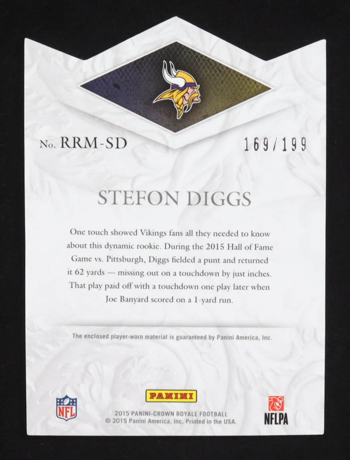 Stefon Diggs 2015 Panini Crown Royale Rookie Royalty #RRM-SD RC #169/199 at PristineAuction.com Stefon Diggs 2015 Panini Crown Royale Rookie Royalty #RRM-SD RC #169/199 at PristineAuction.com