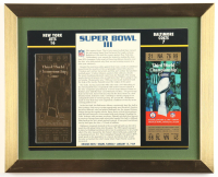 Super Bowl III Commemorative Score Card with 23KT Gold Ticket Framed Display at PristineAuction.com