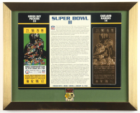 Super Bowl II Commemorative Score Card with 23KT Gold Ticket Framed Display With Super Bowl Pin at PristineAuction.com