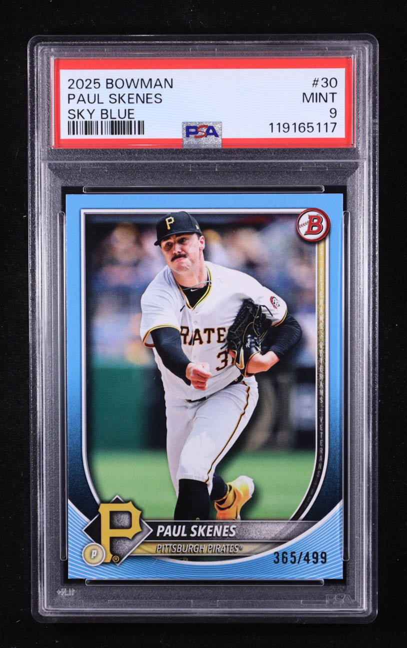 Paul Skenes 2025 Bowman Sky Blue #30 #365/499 (PSA 9) at PristineAuction.com Paul Skenes 2025 Bowman Sky Blue #30 #365/499 (PSA 9) at PristineAuction.com