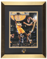 Kobe Bryant Custom Lakers Framed Photo Display with 2001 Lakers World Champion Pin at PristineAuction.com
