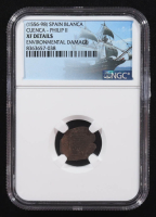 Philip II (1556-1598) Colonial Era Spain Cornado Copper Coin (NGC XF Details) at PristineAuction.com