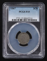 1867 Nickel Three-Cent Piece (PCGS F15) at PristineAuction.com