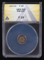 Mint Error 1852 Silver Three-Cent Piece Rim Clip (ANACS F15) at PristineAuction.com