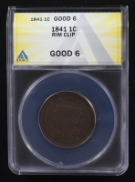 Mint Error 1841 Braided Hair Cent Rim Clip (ANACS G06) at PristineAuction.com