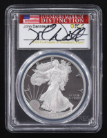 2020-W American Silver Eagle $1 Coin First Day of Issue Washington D.C. - John Dannreuther Signed Flag Label (PCGS Proof 70 Deep Cameo) at PristineAuction.com