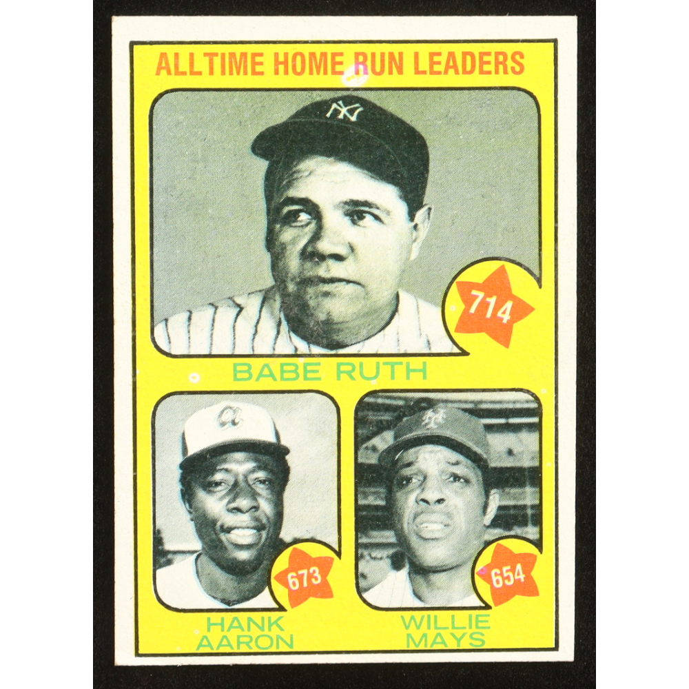 Babe Ruth / Hank Aaron / Willie Mays 1973 Topps All-Time Home Run Leaders #1 at PristineAuction.com