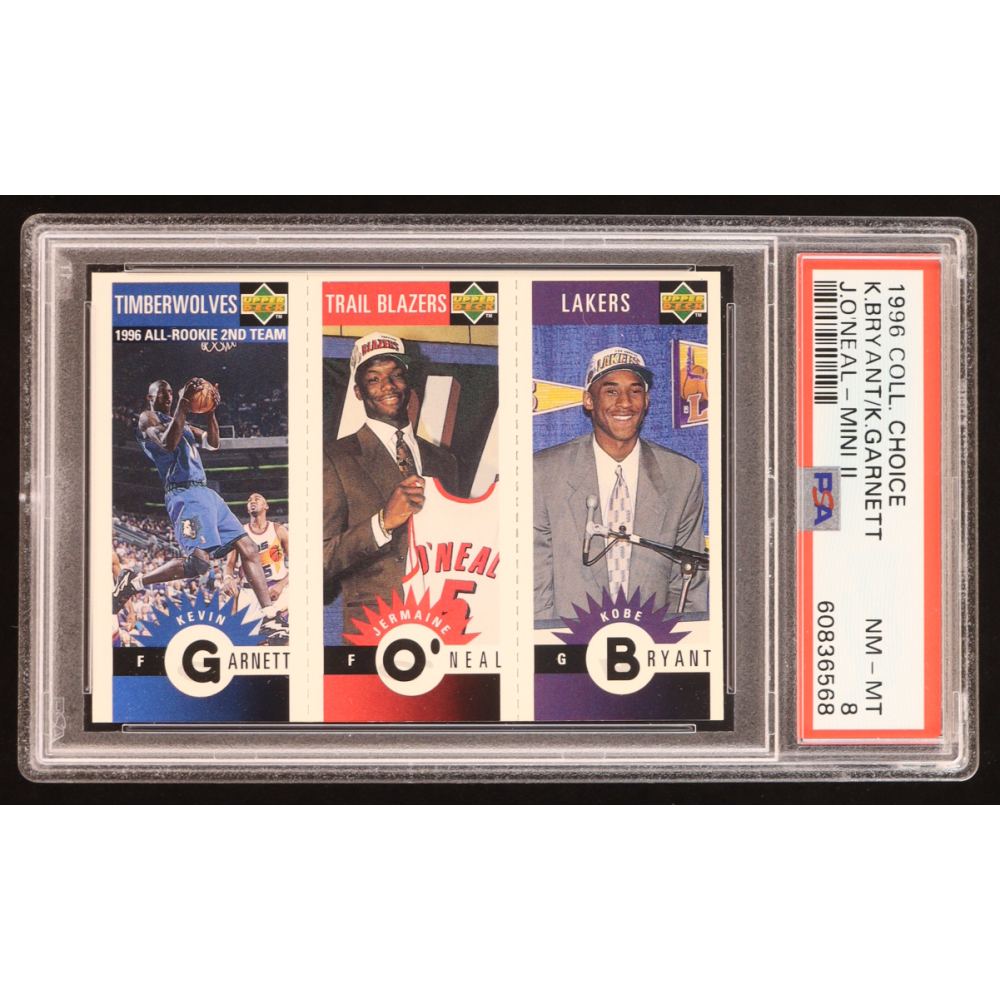 Kobe Bryant / Jermaine O'Neal / Kevin Garnett 1996 Upper Deck Collector's Choice Mini II RC (PSA 8) at PristineAuction.com