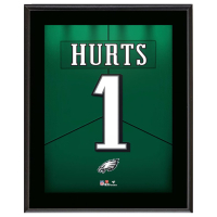 Jalen Hurts Eagles Jersey Number Framed Plaque at PristineAuction.com