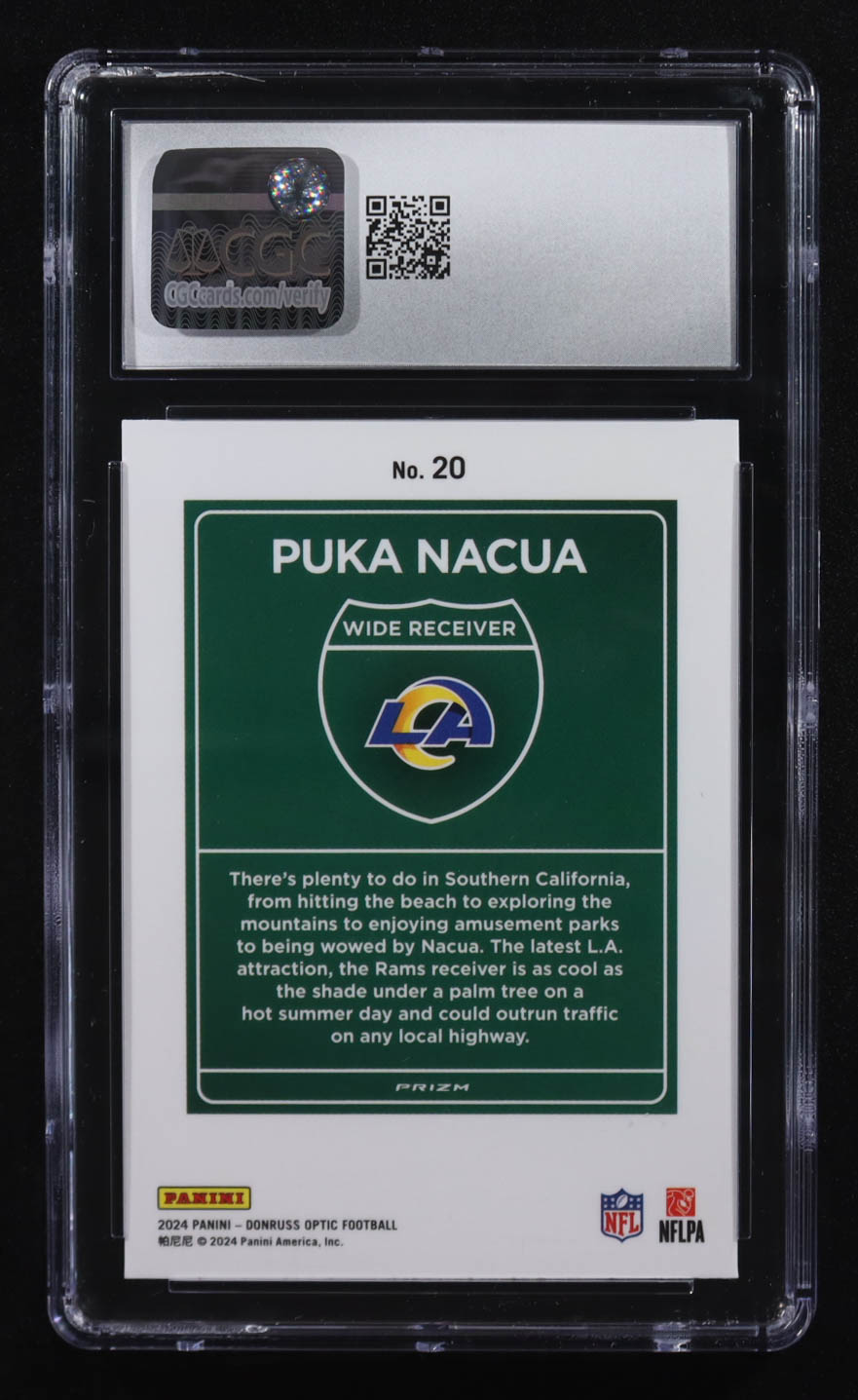 Puka Nacua 2024 Donruss Downtown #20 (CGC 10) at PristineAuction.com Puka Nacua 2024 Donruss Downtown #20 (CGC 10) at PristineAuction.com