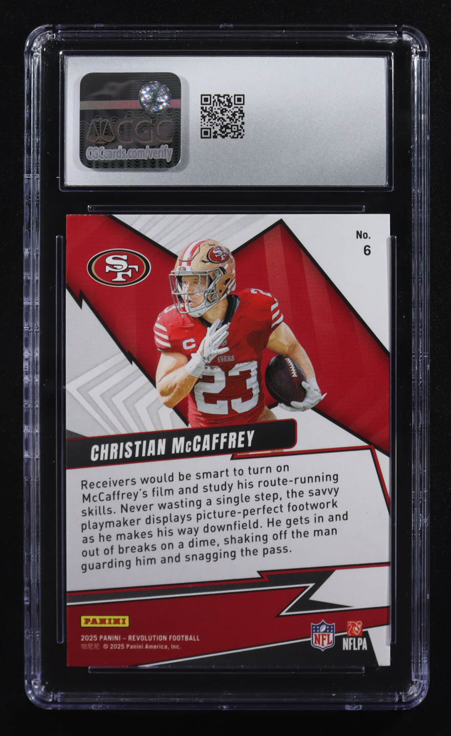 Christian McCaffrey 2025 Panini Revolution Shock Wave #6 (CGC 9.5) at PristineAuction.com Christian McCaffrey 2025 Panini Revolution Shock Wave #6 (CGC 9.5) at PristineAuction.com
