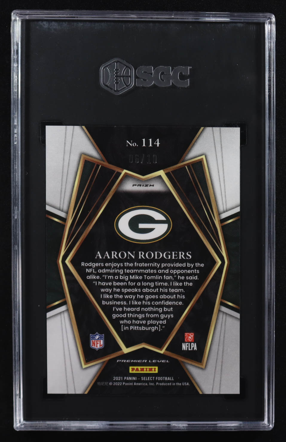 Aaron Rodgers 2021 Select Prizm Gold Disco #114 #6/10 (SGC 9.5) at PristineAuction.com Aaron Rodgers 2021 Select Prizm Gold Disco #114 #6/10 (SGC 9.5) at PristineAuction.com