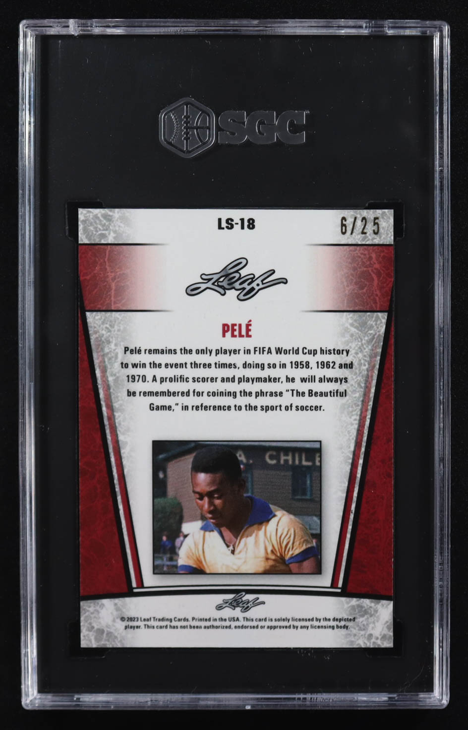 Pele 2023 Leaf Metal Special Release Legend Silver Prismatic Silver #LS18 #6/25 (SGC 10) at PristineAuction.com Pele 2023 Leaf Metal Special Release Legend Silver Prismatic Silver #LS18 #6/25 (SGC 10) at PristineAuction.com