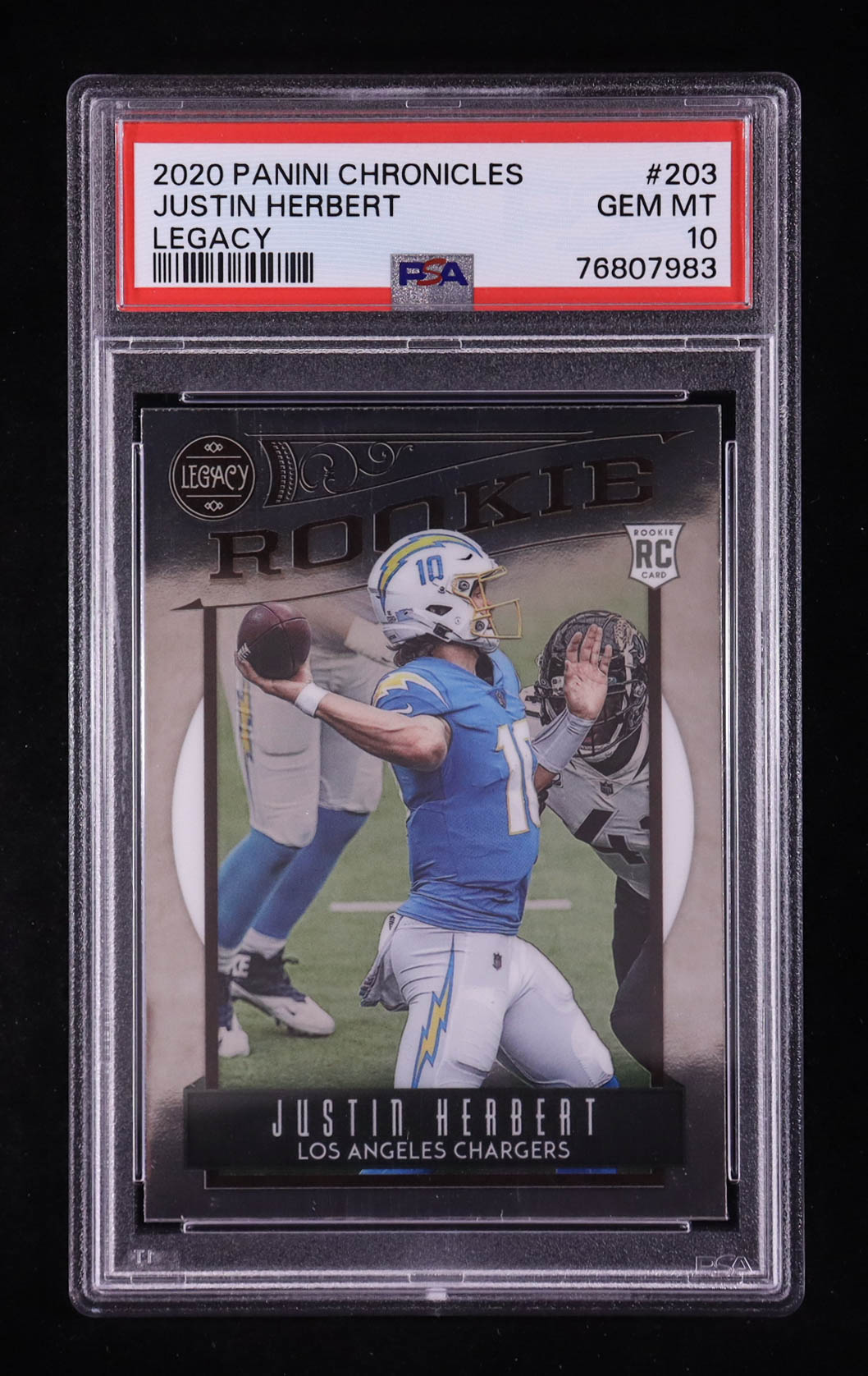 Justin Herbert 2020 Panini Legacy #203 Chronicles RC (PSA 10) at PristineAuction.com Justin Herbert 2020 Panini Legacy #203 Chronicles RC (PSA 10) at PristineAuction.com