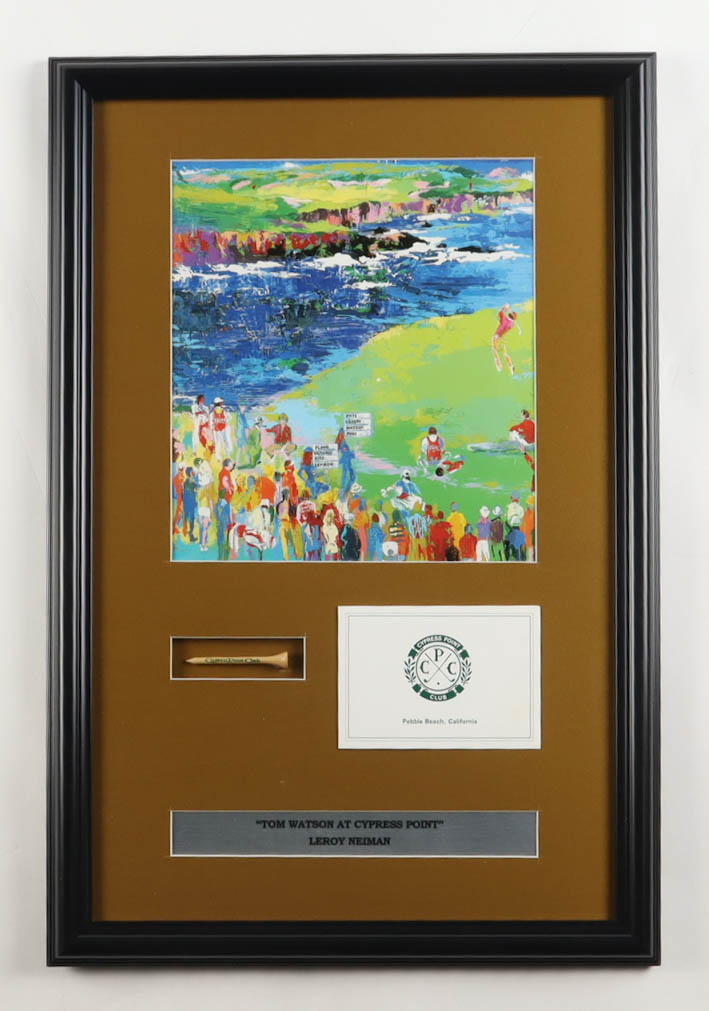 LeRoy Neiman "Tom Watson At Cypress Point" Custom Framed Art Print with Scorecard & Golf Tee at PristineAuction.com LeRoy Neiman "Tom Watson At Cypress Point" Custom Framed Art Print with Scorecard & Golf Tee at PristineAuction.com