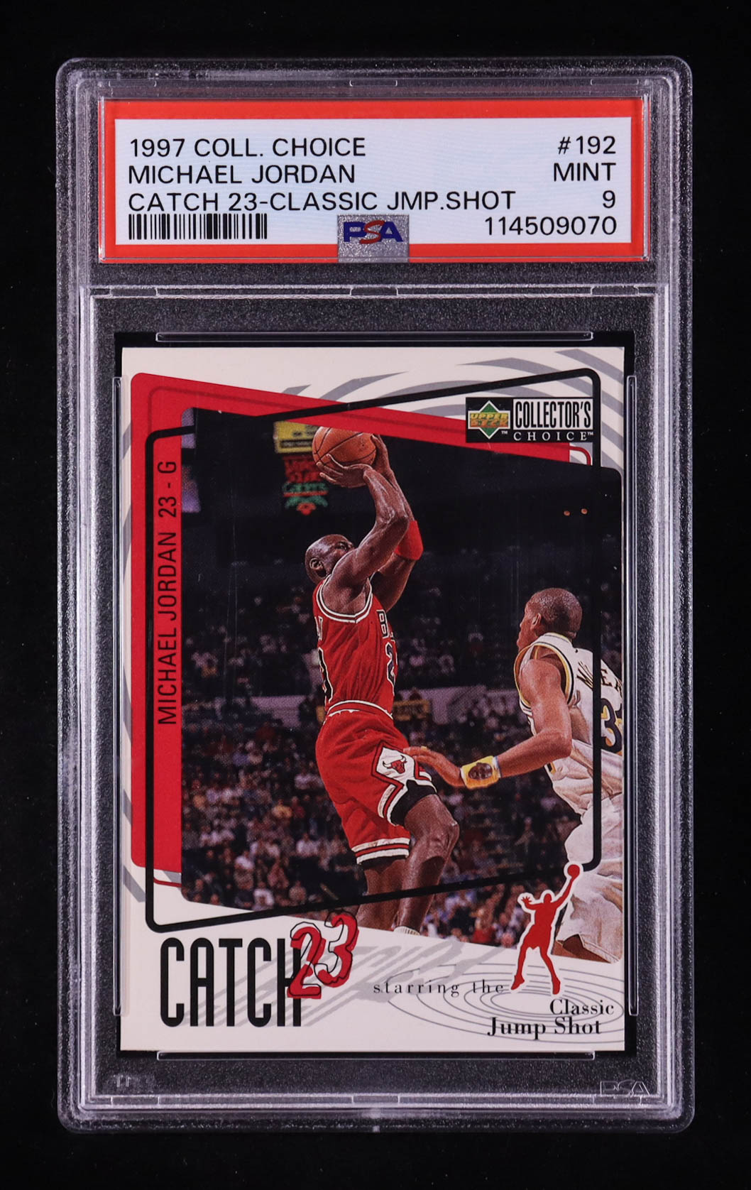 Michael Jordan 1997-98 Collector's Choice #192 / Catch 23 Jump Shot (PSA 9) at PristineAuction.com Michael Jordan 1997-98 Collector's Choice #192 / Catch 23 Jump Shot (PSA 9) at PristineAuction.com