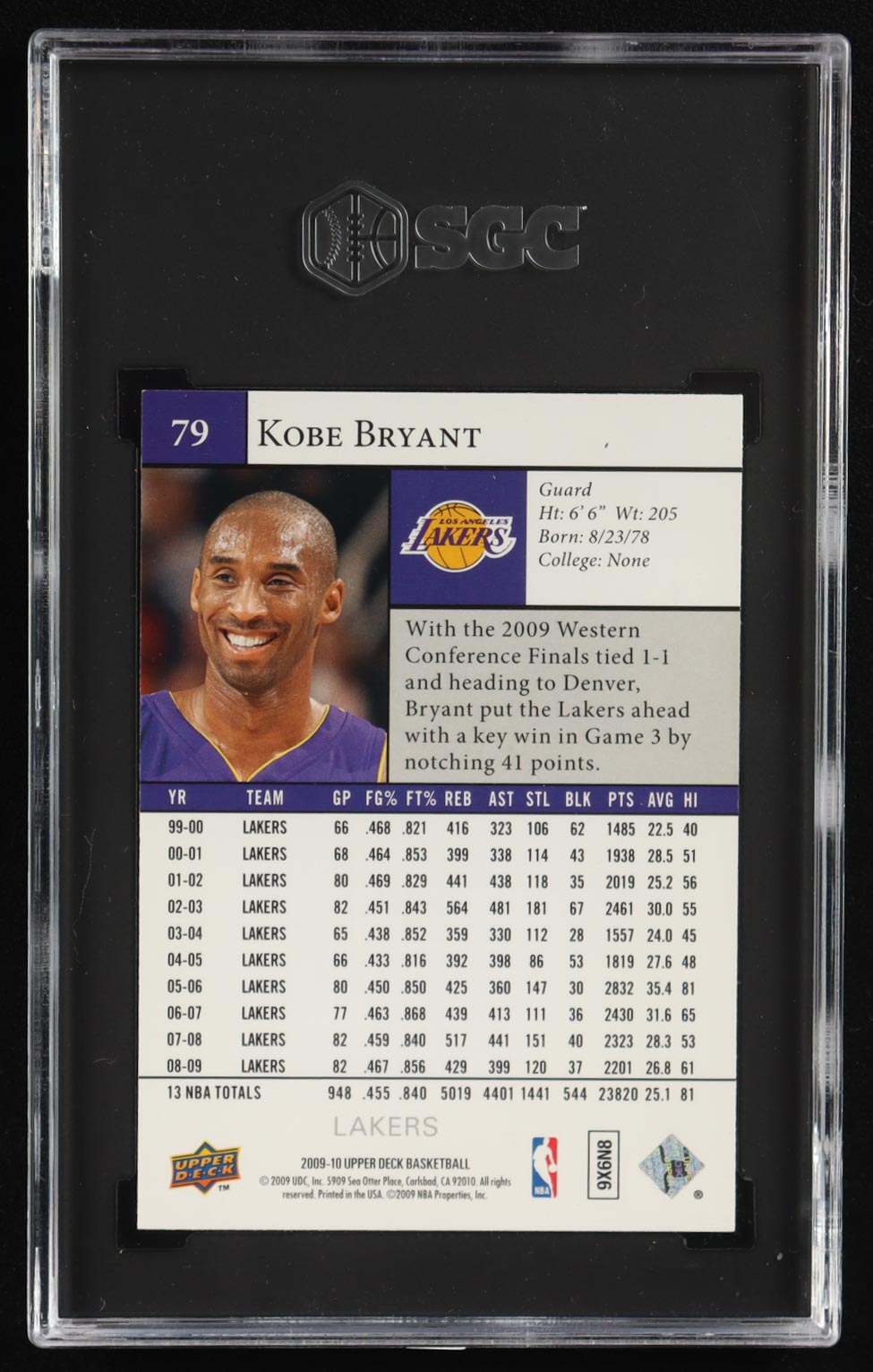 Kobe Bryant 2009-10 Upper Deck #79 (SGC 9.5) at PristineAuction.com Kobe Bryant 2009-10 Upper Deck #79 (SGC 9.5) at PristineAuction.com