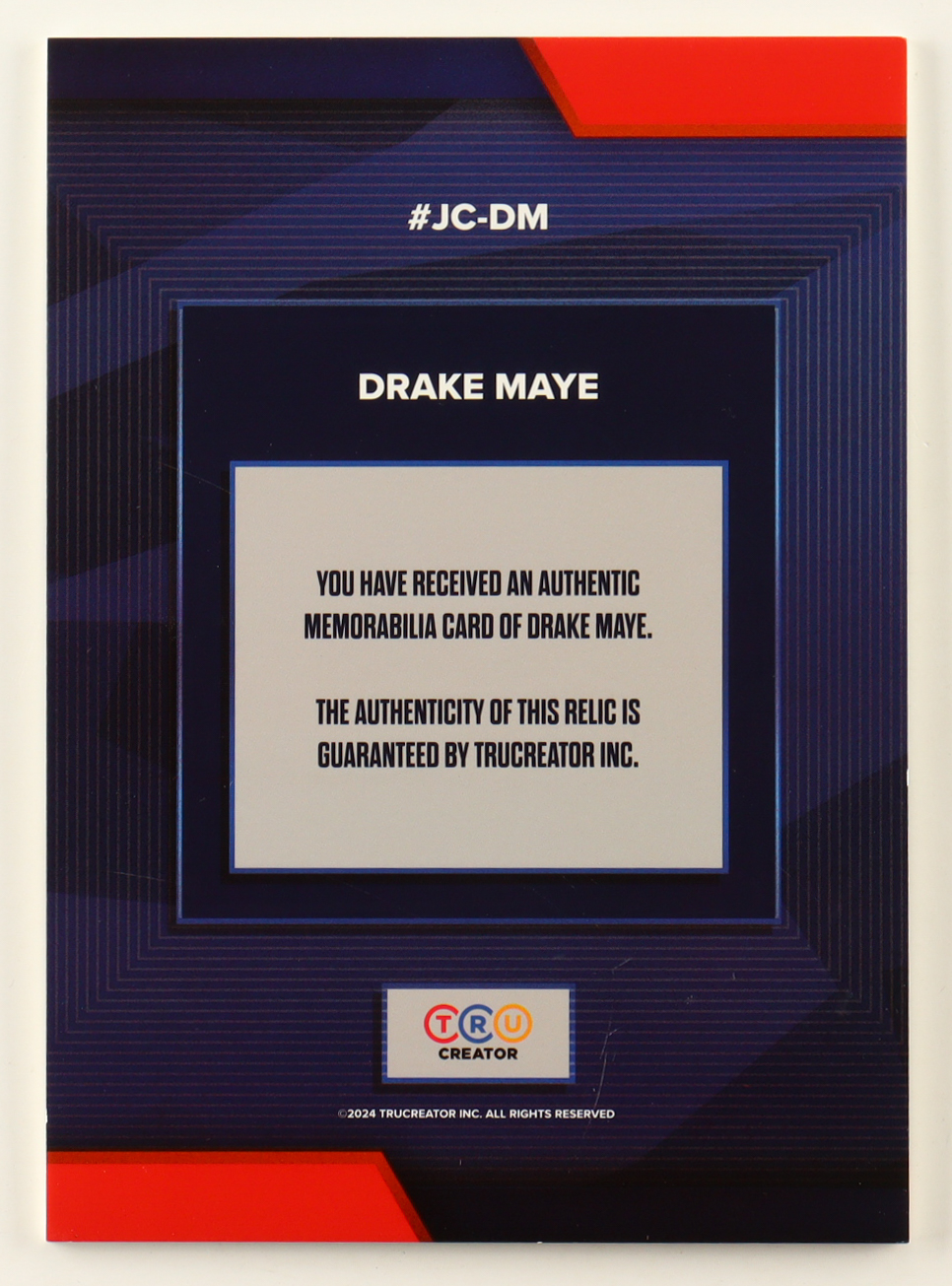 Drake Maye 2024 TruSport Jumbo Trucreator Cracked Ice #10 #JCDM JSY RC at PristineAuction.com Drake Maye 2024 TruSport Jumbo Trucreator Cracked Ice #10 #JCDM JSY RC at PristineAuction.com
